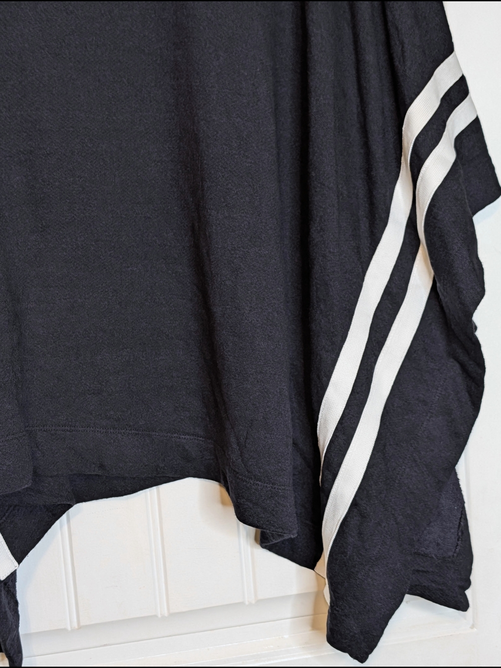 Sundry Black with White Stripes Cowl Neck Poncho One Size - Picture 3 of 13